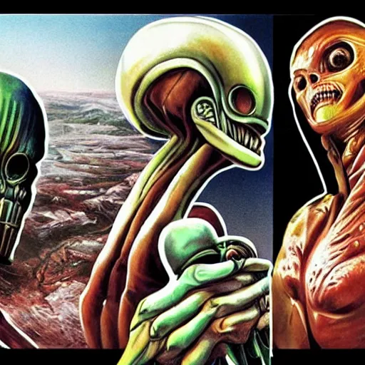 Image similar to mars attacks with alien vs predator