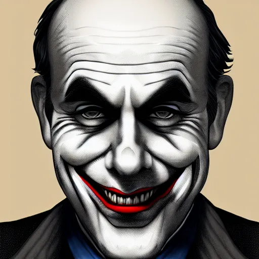 Image similar to Ben Bernanke as the Joker, digital art, cgsociety, artstation, trending, 4k