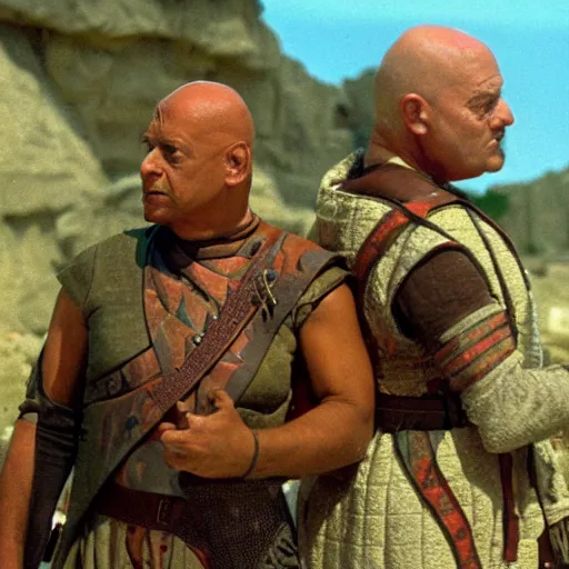 Prompt: Darmok and Jalad at tanagra, realistic, photograph, tv still