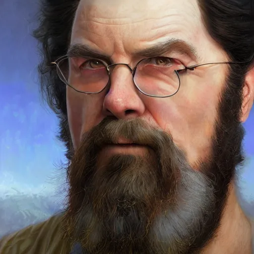 Image similar to hyperrealisticdetailed matte portrait painting of Gene Belcher by andreas rocha and john howe and Martin Johnson