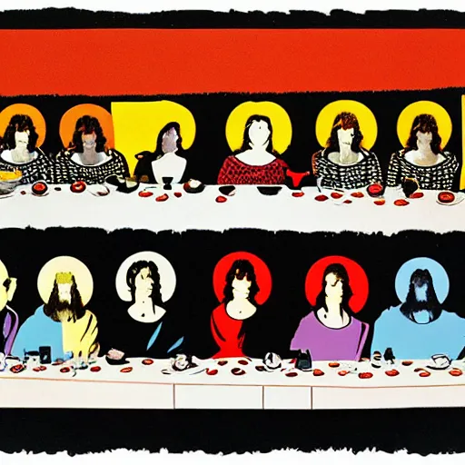 Image similar to andy warhol's last supper