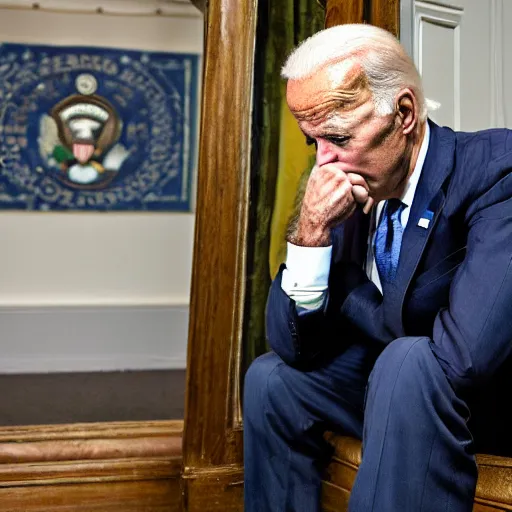 Image similar to homeless joe biden in the backrooms