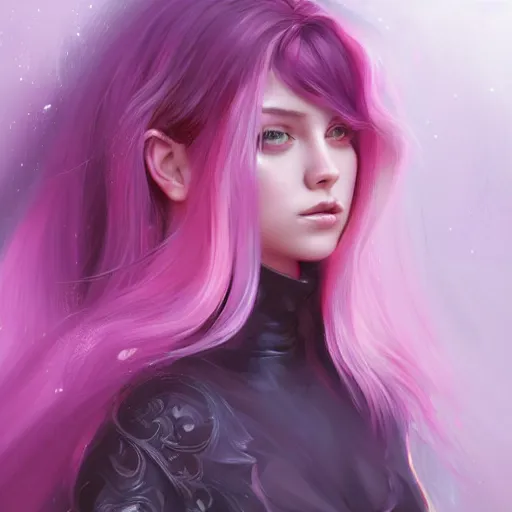 Prompt: teen girl, full body, pink hair, gorgeous, amazing, darkness aura brooding from her body, elegant, intricate, highly detailed, digital painting, artstation, concept art, sharp focus, illustration, art by Ross tran