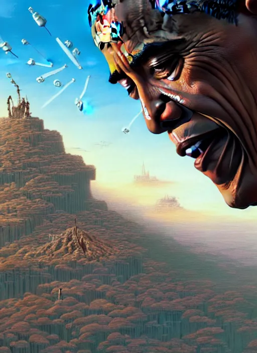 Prompt: barrack obama's fave close up on masterpiece concept art, nintendo 6 4 release day, by greg rutkowski and geof darrow, 8 k, intricate detail, cinematic lighting