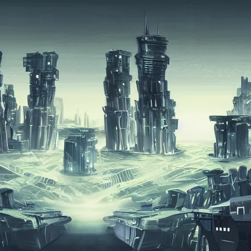 Image similar to futuristic city using conceptual art, concept art
