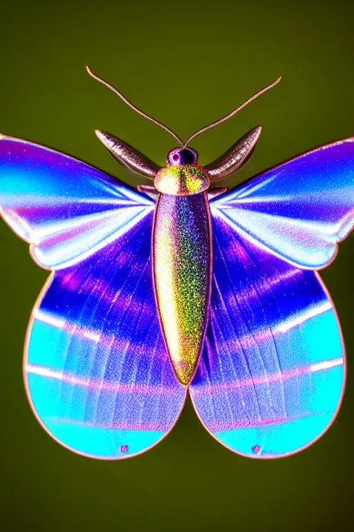 Image similar to high quality macro photo gothic iridescent moth! jewelled gorgeous! highly detailed david ligare elson peter cinematic blue neon lighting high quality low angle hd 8k sharp shallow depth of field