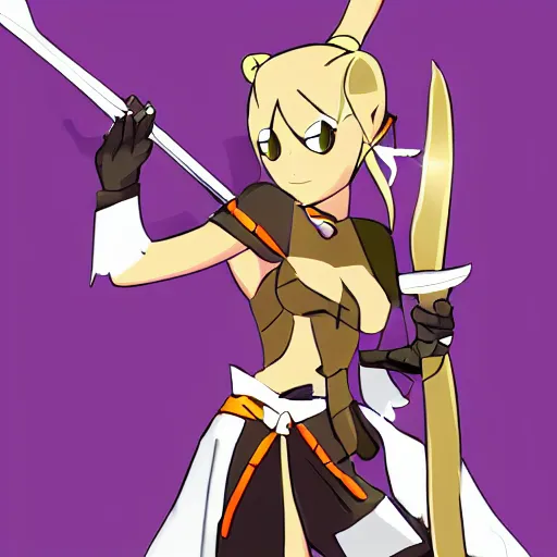 Image similar to a beautiful archer girl in the style of Xavier Houssin, wakfu, dofus