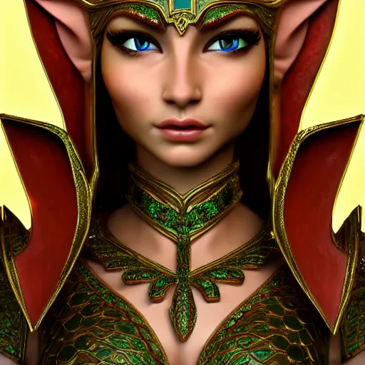 Image similar to beautiful elf queen, ornate, highly detailed, 4k, HDR, smooth, sharp focus, high resolution, photo-realistic