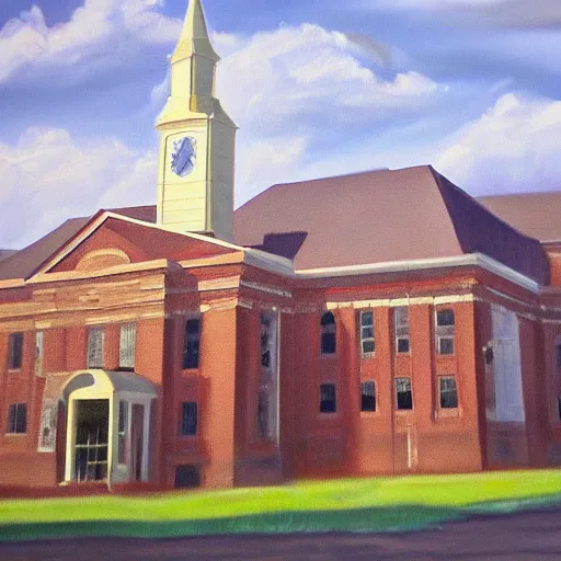 Prompt: beautiful oil painting of galva elementary school in galva illinois by olaf krans