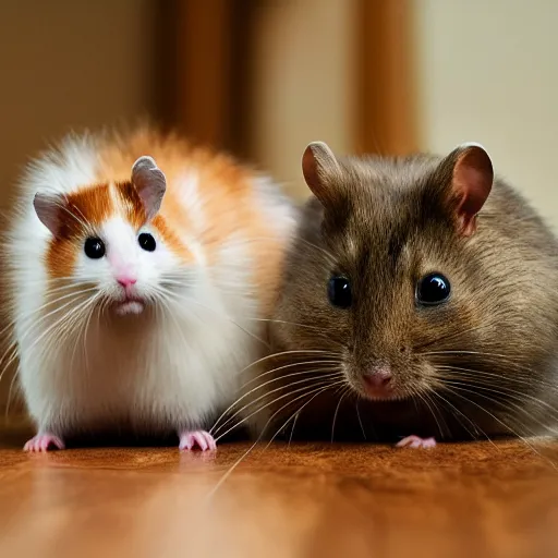 Image similar to hamster and cat, best friends, 4 k