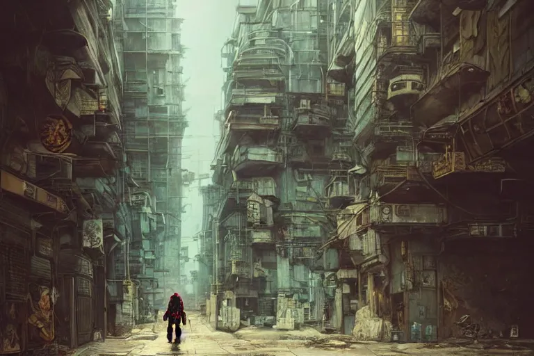 Image similar to Very highly detailed deadpool with very highly detailed mask on the street of a very highly detailed smooth scary village digital concept art by Greg Rutkowski, neofuturistic highly detailed, digital concept art, Dimensional cyan gold natural light, sharp focus, Golden Ratio illustration, realistic concept art by Stephen Hickman and James Gurney and Hiromasa Ogura Ghost in the Shell rendered in Octane Render, From the distance