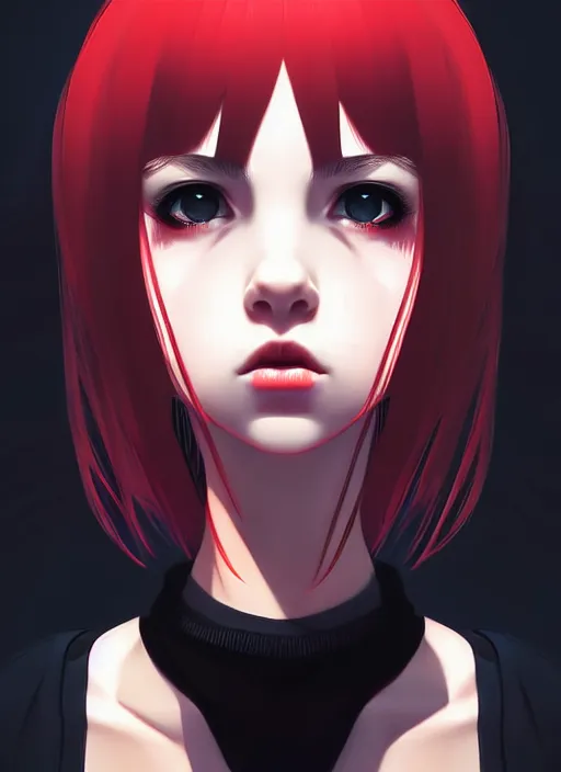 Prompt: a portrait of a pretty sewer punk young lady by ilya kuvshinov