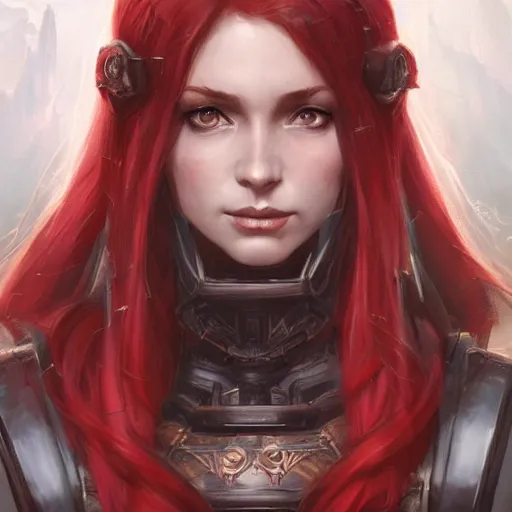 Prompt: draconic girl, portrait, highly detailed, trending on artstation, d & d, concept art, sharp focus, red hair, illustration, digital painting, art by artgerm and greg rutkowski and magali villeneuve