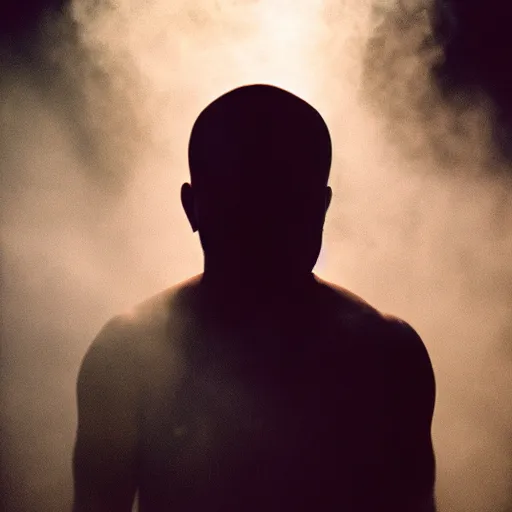 Prompt: photo joe rogan photoshoot, dramatic, volumetric lighting, smokey, cinestill, 8 0 0 t, 3 5 mm, full - hd