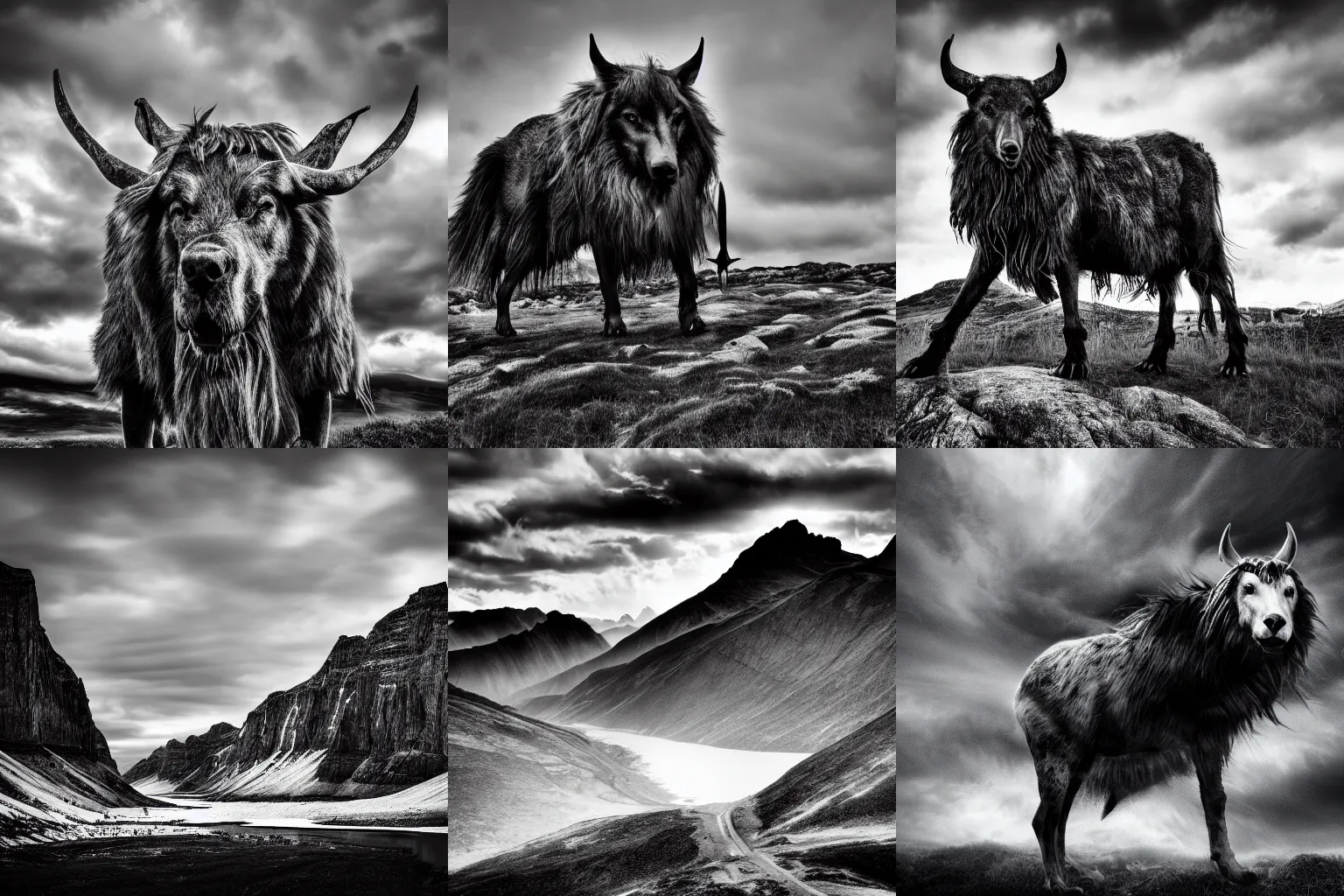 Prompt: black and white Norse mythology photography, 4K