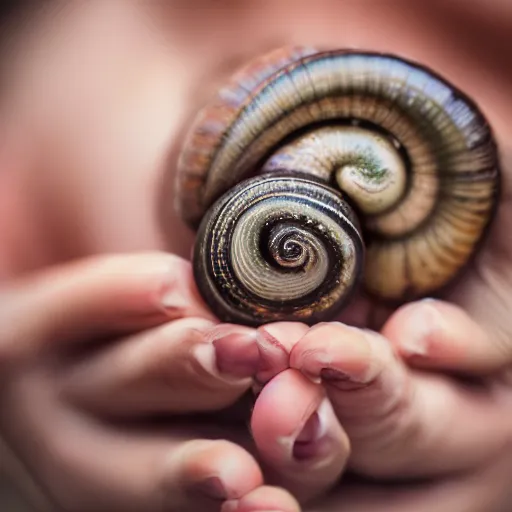 Image similar to professional photograph of a woman made of snail