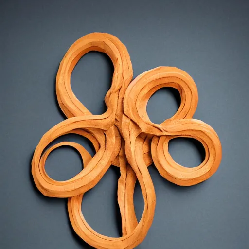 Image similar to cardboard cutout of tentacles, cut out of brown corrugated cardboard, realistic, cardboard cutout, flat, hyperrealistic photography