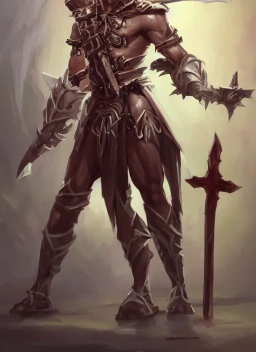 Image similar to a highly detailed illustration of sadistic white slick backed haired african warrior wearing priest robe with cross on chest, wielding blades made of blood, evil standing smiling pose, muscular, intricate, elegant, highly detailed, centered, digital painting, artstation, concept art, smooth, sharp focus, league of legends concept art, WLOP