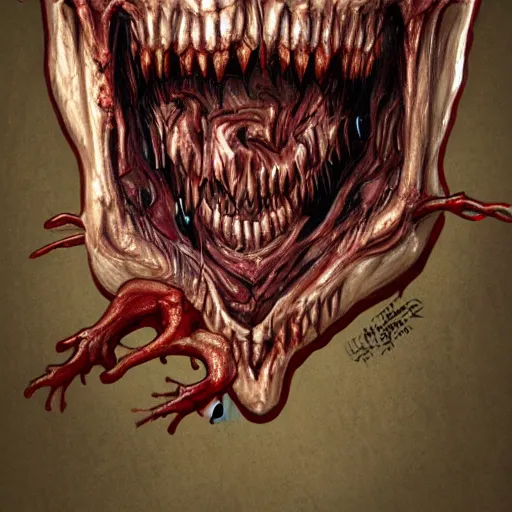 Prompt: eldritch horror zombie, teeth exposed, concept art, detailed