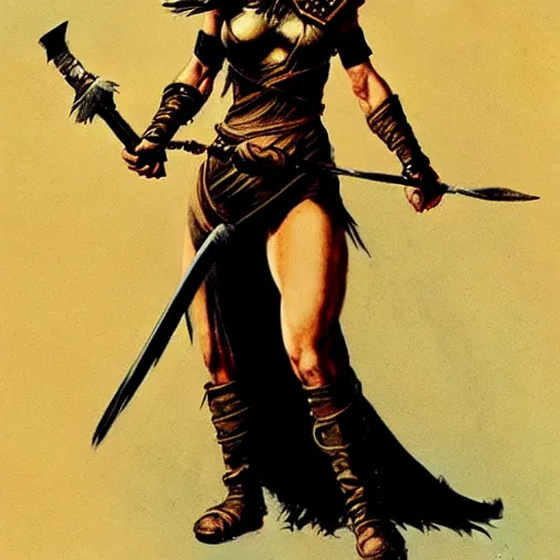 Prompt: taylor swift as a warrior maiden by frank frazetta and wlop and glen rutkowski
