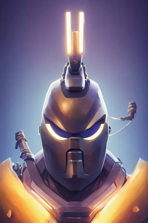 Image similar to epic mask helmet robot ninja portrait stylized as fornite style game design fanart by concept artist gervasio canda, behance hd by jesper ejsing, by rhads, makoto shinkai and lois van baarle, ilya kuvshinov, rossdraws global illumination radiating a glowing aura global illumination ray tracing hdr render in unreal engine 5