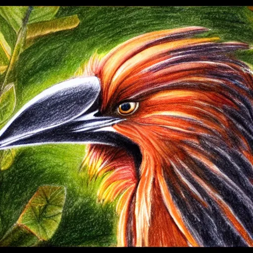 Image similar to drawing of a happy hoatzin