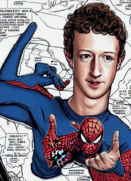 Image similar to Mark Zuckerberg as a spiderman