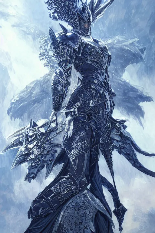 Prompt: Fantasy knight wearing an intricate azure wolf themed full plated armor, moonlit, HD, illustration, epic, D&D, fantasy, intricate, elegant, highly detailed, digital painting, artstation, concept art, smooth, sharp focus, illustration, art by artgerm and greg rutkowski and alphonse mucha, monster hunter illustrations art book