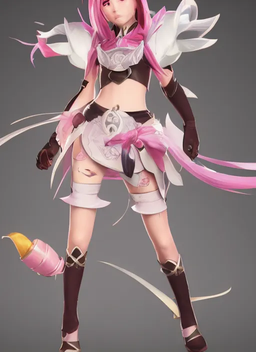 Prompt: madoka. league of legends character select art, digital art, octane render