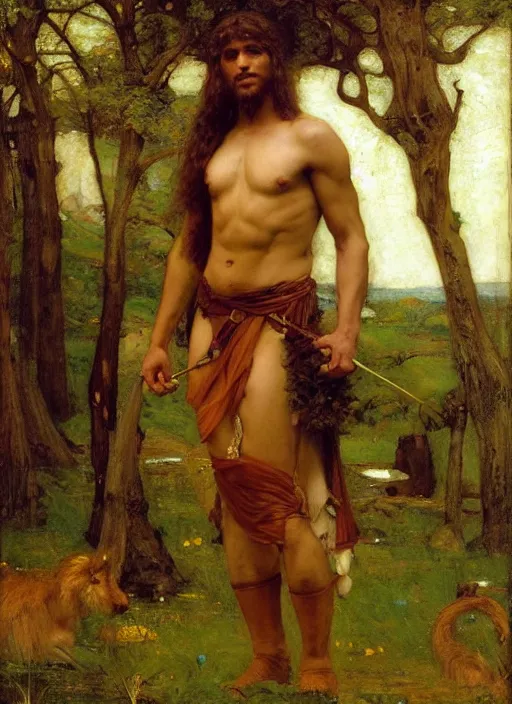 Prompt: Wikus, of the high glade. Centaur. Orientalist portrait by john william waterhouse and Edwin Longsden Long and Theodore Ralli and Nasreddine Dinet, oil on canvas. Cinematic, hyper realism, realistic proportions, dramatic lighting, high detail 4k