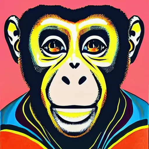 Image similar to a pop art painting of a monkey