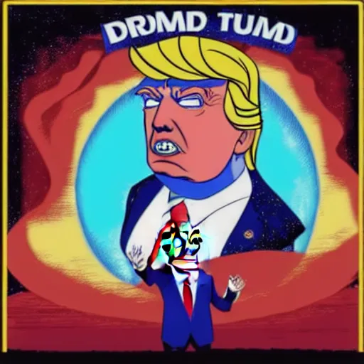 Image similar to donald trump with a third eye living in an extradimensional reality, in the style of goof troop, illustration, epic, fantasy, hyper detailed, smooth