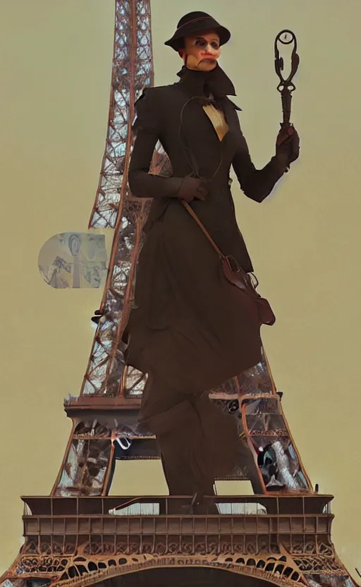 Image similar to a personification of the country france, eiffel tower, highly detailed, digital painting, artstation, concept art, sharp focus, illustration, art by greg rutkowski and alphonse mucha