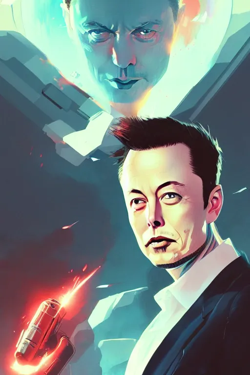 Image similar to elon musk, manga cover art, detailed color portrait, artstation trending, 8 k, greg rutkowski