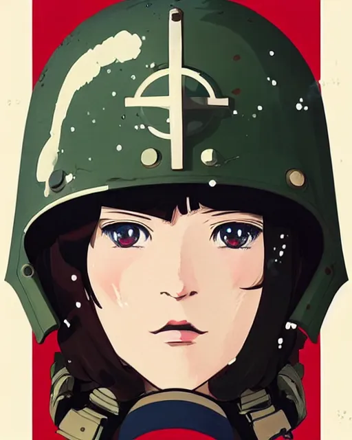 Image similar to ww 2 german soldier, snow, helmet | | very very anime!!!, fine - face, audrey plaza, realistic shaded perfect face, fine details. anime. realistic shaded lighting poster by ilya kuvshinov katsuhiro otomo ghost - in - the - shell, magali villeneuve, artgerm, jeremy lipkin and michael garmash and rob rey