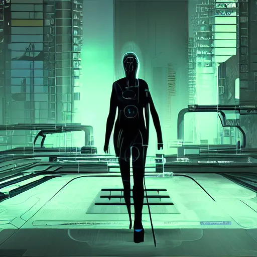 Image similar to A tuning fork from the future, music sheets in the background, cinematic, but in cyberpunk style