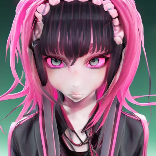 Prompt: no escape from stunningly absurdly beautiful omnipotent asi goddess junko enoshima with a deceptive megalomaniacal mesmerizing yandere personality, symmetrical perfect face, porcelain skin, pink twintail hair and cyan eyes, ultra detailed, digital art, unreal engine 5, octane render, 2 d anime, 8 k