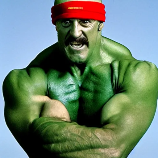 Image similar to hulk hogan as green hulk