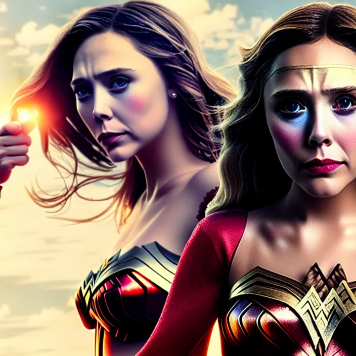 Prompt: professional full length photograph of elizabeth olsen as wonder woman. Extremely detailed. 8k