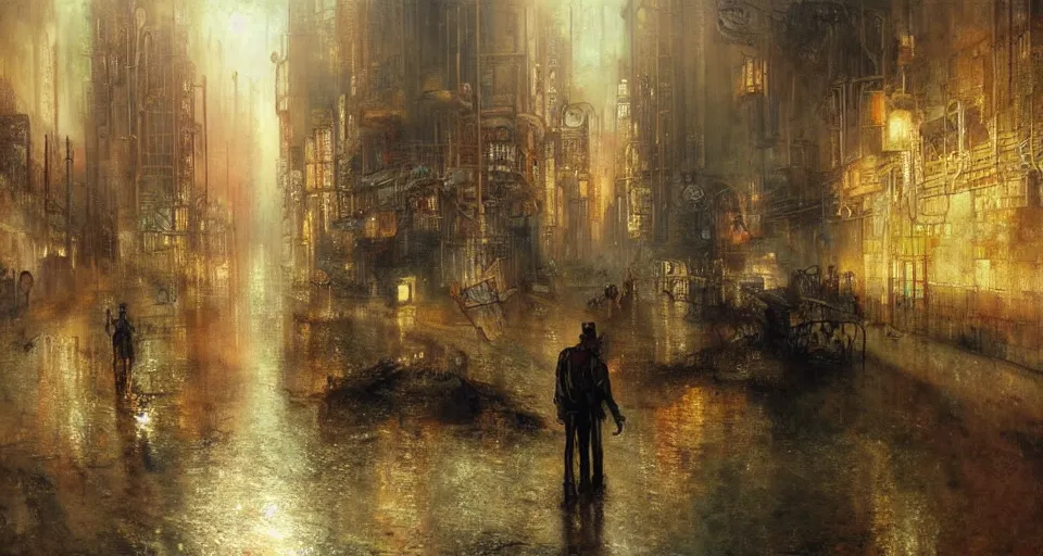 Image similar to illegal marketplace hidden in the sewers. steampunk, cyberpunk, soviet, oil on canvas by William Turner