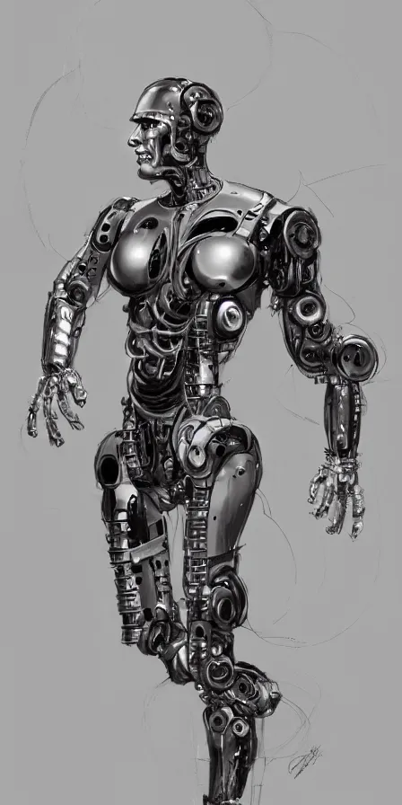 Prompt: a beautiful concept art of human shaped showman dancing cyborg with two arms and two legs by james gurney, trending on artstation.