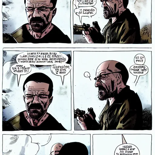 Image similar to Walter White in The Walking Dead, comic