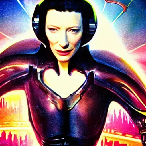 Image similar to cate blanchett , scifi, retro futurist, movie poster,