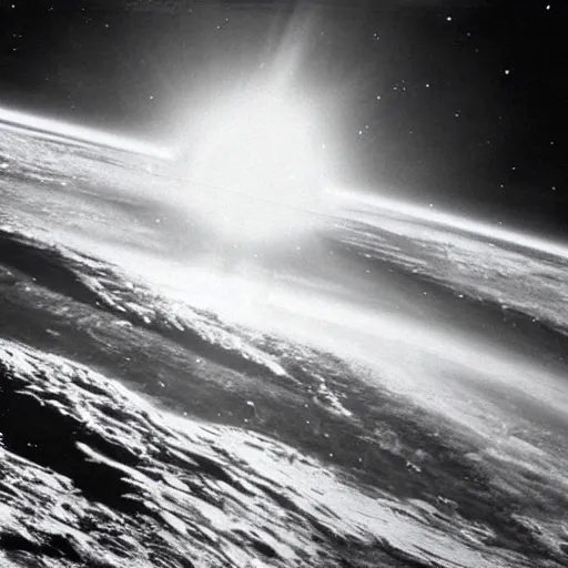 Prompt: ansel adams photograph taken in space