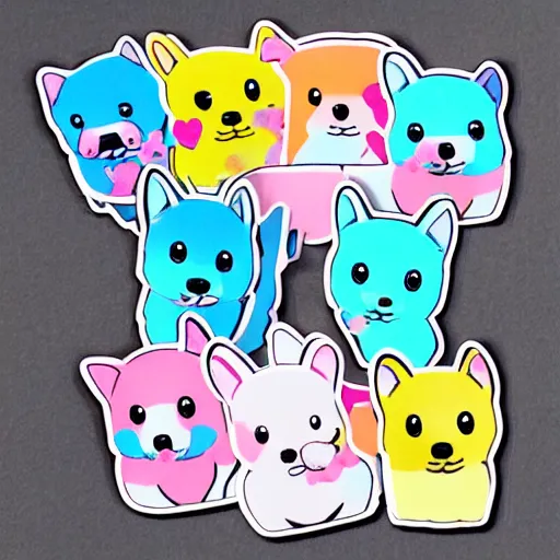 Image similar to Kawaii corgi sticker illustration, soft pastel colors