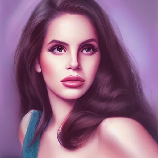 Image similar to beautiful realistic portrait of Lana del Rey by artgerm