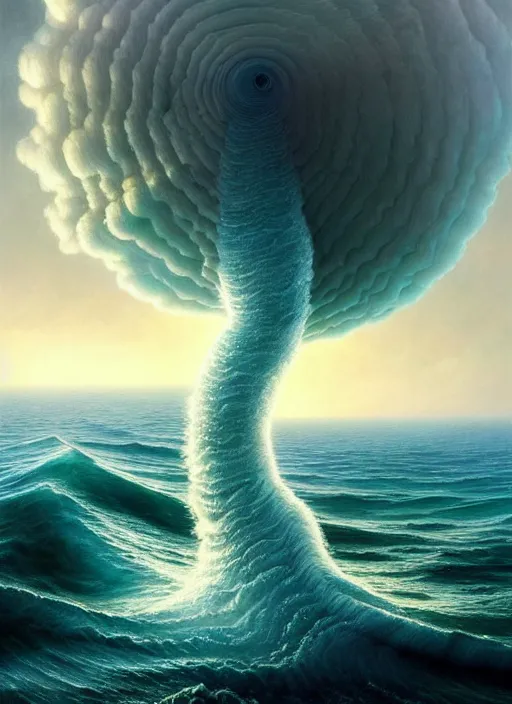 Image similar to A hyper-detailed 3d render like a Oil painting of the Ocean’s dream of The Upward Spiral, surrealism!!!!! surreal concept art, lifelike, photorealistic, digital painting, aesthetic, smooth, sharp focus, Artstation HD, by Greg Rutkowski, Chris Tulloch McCabe, Valentina Remenar and Asher Duran,