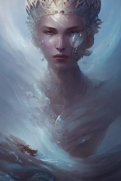 Image similar to sea queen, mysterious, highly detailed, digital painting, artstation, concept art, smooth, sharp focus, illustration, unreal engine 5, 8 k, art by sakimichan and greg rutkowski and edgar maxence