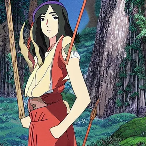 Image similar to megan fox as san in the studio ghibli movie princess mononoke, studio ghibli art