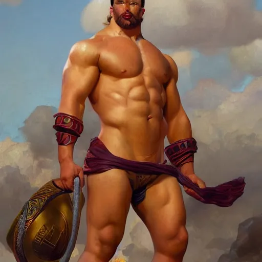 Prompt: the ultimate Peruvian gigachad, muscular man, oil on canvas artstation by J. C. Leyendecker and Edmund Blair Leighton and Charlie Bowater octane render